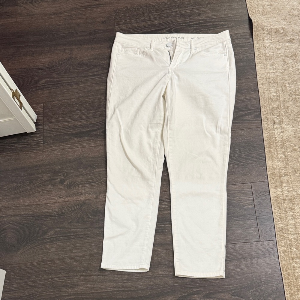 Calvin Klein Cream Straight-Leg Pants
